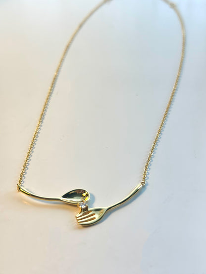 Minimalist Gold 'Fine Dining' Necklace with Diamond Detail | Tsukuba Jewelry