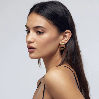 Knot Stud Hoop Lightweight Earrings