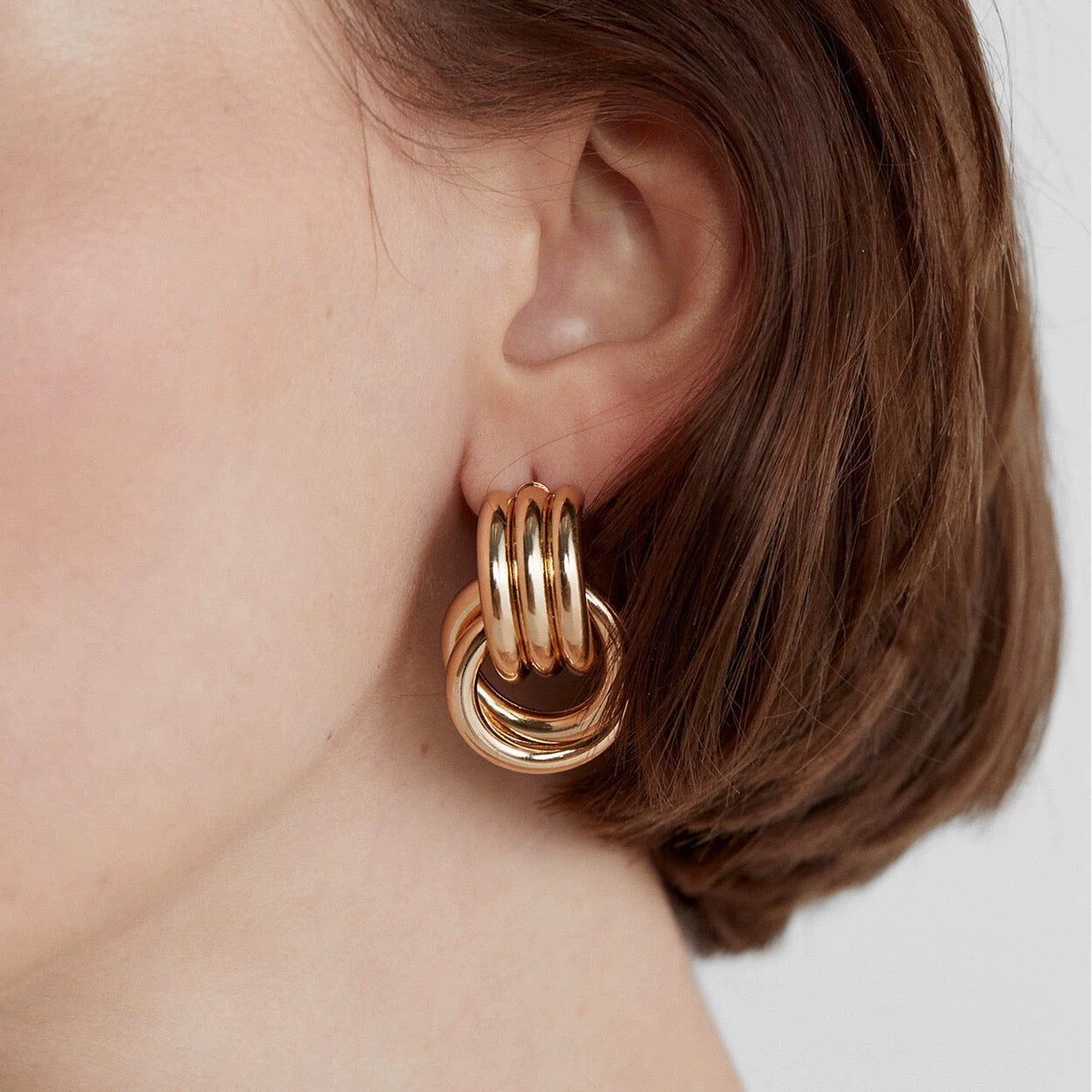 Knot Stud Hoop Lightweight Earrings