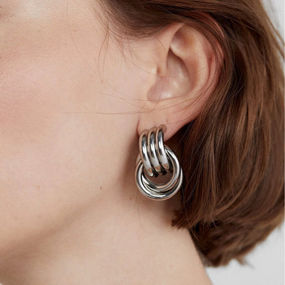 Knot Stud Hoop Lightweight Earrings